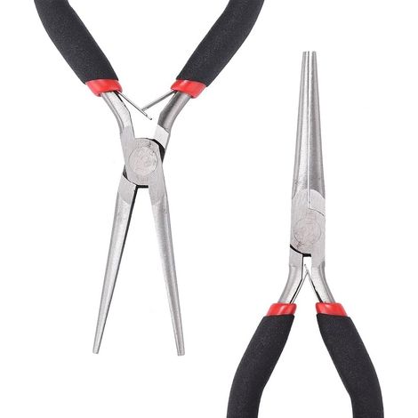 Pince à bec long pour chaîne 15 cm Pince à bec plat à prise confortable pour le pliage de fil, la fixation, l’enroulement, le perlage et la fabrication artisanale DIY (1/5)