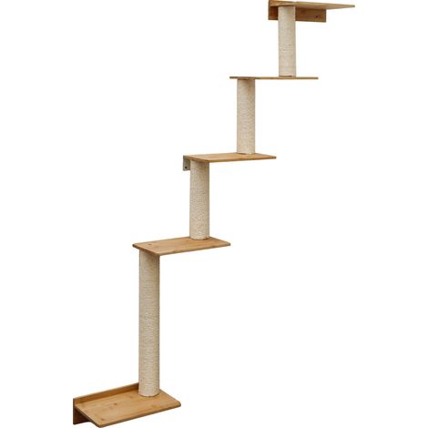 179 cm Rascador de Pared con 5 Plataformas - Árbol para Gatos - Columna de Sisal (1/5)