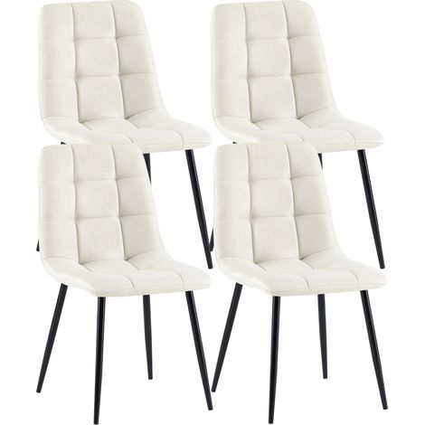 Conjunto de 4 sillas de comedor en tela color crema con patas de metal negro, diseño moderno y confortable CDS10411 (1/5)