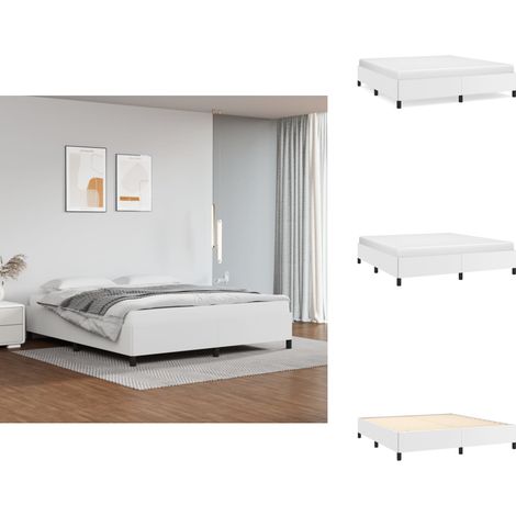 Bettgestell Weiß 160x200 cm Kunstleder - Betten - Schlafzimmermöbel - Bettgestell - Kunstlederbettwäsche - Doppelbett (1/5)