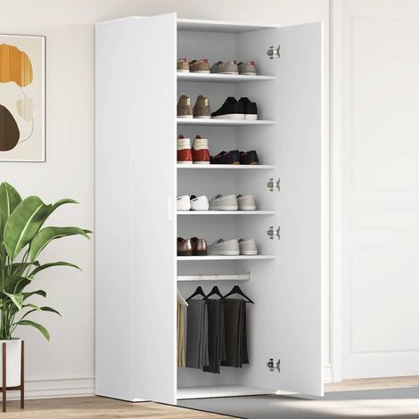 Schuhschrank mit Regal Weiß 80 x 39 x 178 cm Holzwerkstoff