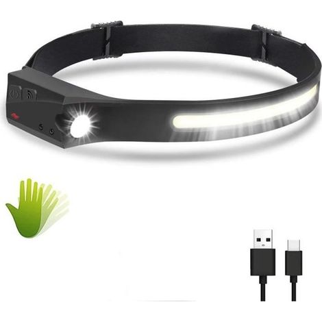 (Schwarze) Stirnlampe – Zamus – USB-aufladbar – 5 Modi – IPX5 wasserdicht – XPE COB-Sensor (1/4)