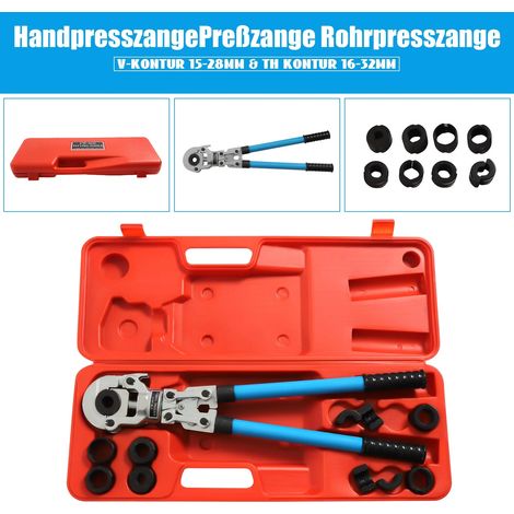 Pipe Crimper Plumbing Copper Fittings Crimping Tool TH16-32mm V12-28mm w/ 9 Jaws (1/5)
