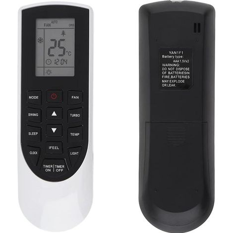 Télécommande pour climatiseur compatible Gree YAN1F1 infrarouge de remplacement (1/5)