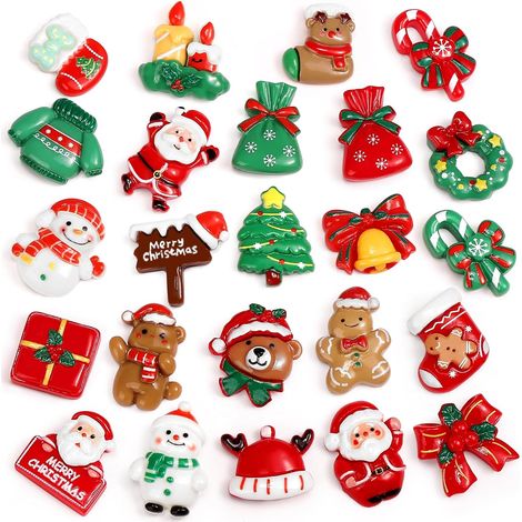 24 Pcs Figurine Noël, Noël Miniature de Résine, Decoration Noël Table, Decoration Buche de Noël (1/4)