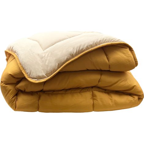Couette chaude microfibre bicolore 400 gr/m2 Jaune 160x220 cm