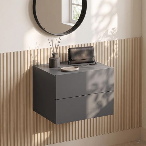 Floating Nightstand with Storage Drawers Wall Mounted for Living Room Bedroom-Gtey (1/5)