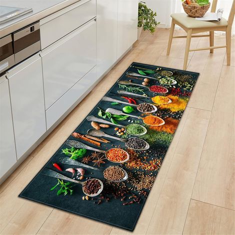 Tapis De Cuisine - 60x180 cm - Polyester Et Éponge - Antidérapant À Points Latex - Lavable En Machine - Pour Sol Cuisinier (1/4)