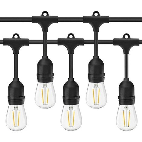 Guirlande lumineuse LED avec pendentifs, interconnectable, boîtier LED, 20 m avec 20 ampoules E27, lumière chaude, classe énergétique F (1/5)