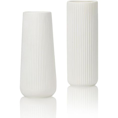 2 Pièces Vase en Céramique Blanc Décoratif, Vase Moderne, Vases Décoratifs pour Fleurs, Vase en Céramique, pour la Maison, Le Salon, la Table à Manger, l'Entrée, Le Bureau Décoration (1/5)