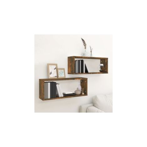 Étagères murales cube 2 pcs Chêne fumé 60x15x23 Bois (1/5)