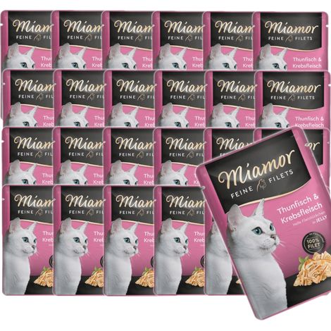 Miamor Feine Filets Thunfisch mit Krabbenfleisch, Nassfutter für Katzen, 24 x 100 g (1/3)