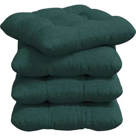 Seat Cushions 4 pcs Dark Green 40 x 40 x 12 cm Fabric vidaXL
