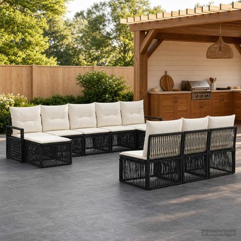 Set Divano da Giardino 10 pcs Nero polyrattan vidaXL (1/5)