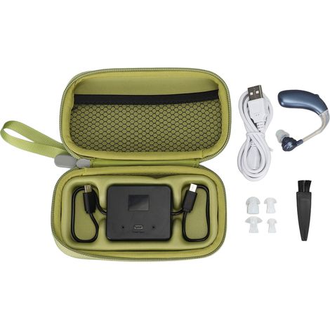 Aide auditive rechargeable Sound Aid, amplificateur vocal casque bleu pour film cours réunion (1/5)