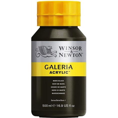 Peinture acrylique - WINSOR & NEWTON - Galeria - 500ml - Noir d'ivoire - Haute brillance