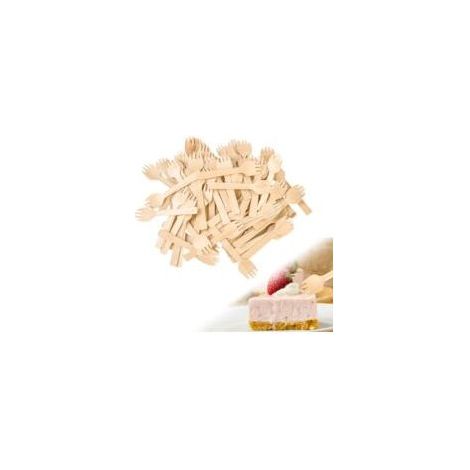 Fourchettes en bois jetables de 10,5 cm de long, fourchettes à gâteaux, couverts jetables en bois, cuillères, fourchettes, couverts jetables, petite cuillère en bois, couverts de fête pour camping, pi (1/5)