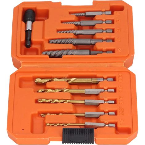 Kit D'extracteur De Vis Endommagé, 11pcs Kit D'extracteur De Vis Endommagé HHS Outil De Retrait De Goujon Professionnel Extracteur De Vis (1/5)
