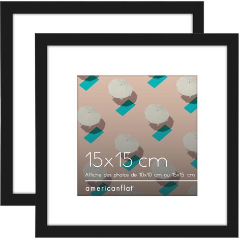 Cadre Photo 15x15 cm Noir - Cadre Photo 10x10 cm avec Passe-Partout ou 15x15 cm sans Passe-Partout - Verre Antichoc, Chevalet (1/5)