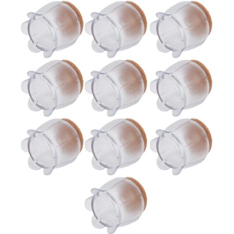 Lot de 10 patins antidérapants pour roulettes pivotantes, protège-roues de chaise de bureau, fixations en caoutchouc pour fauteuil de bureau (petite taille) (1/5)