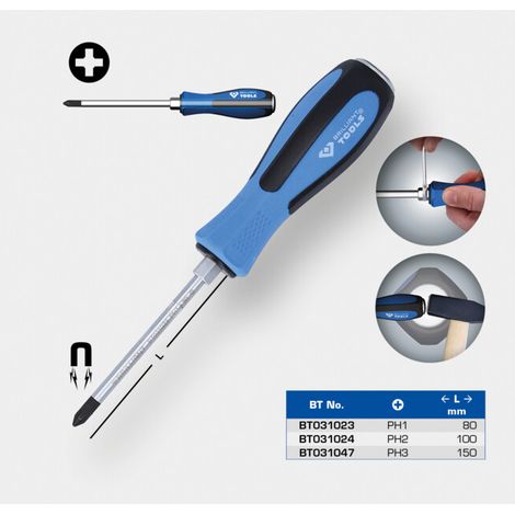 Brilliant Tools Tournevis cruciforme avec embout à frapper, PH2 x 100 mm (1/5)