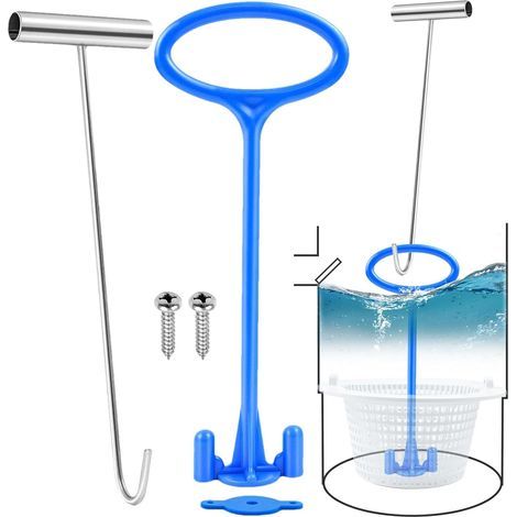 Crochet de panier d'épuisette - Caractéristiques du crochet métallique Kit nettoyage filtre piscine Convient pour Filtration levage Nettoyage Aide (1/5)