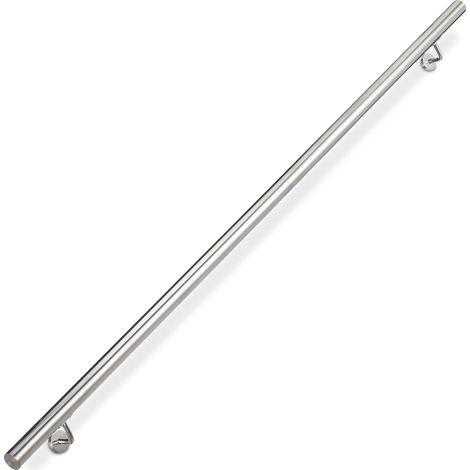 Corrimano tondo per scale interno esterno moderno 200 x 12,5 x 8 cm in acciaio inox argentato 130009523