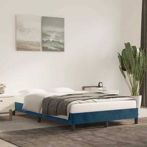 Cadre de lit 120 x 190 cm sans matelas en velours bleu foncé - PANGIVO (1/5)
