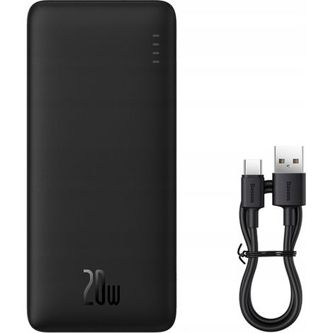 Powerbank Airpow da 20000 mAh e 20 W con cavo USB-A - USB-C da 50 cm - nero (1/5)
