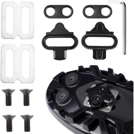 2 Pièces Cales Vélo Antidérapantes avec Plaques Grip, Cales Vélo 2 Trous, Set Cales Chaussures Pédales Automatiques, Compatible avec Pédales MTB SPD (SH51), pour Chaussures VTT et Cyclisme Indoor (1/5)