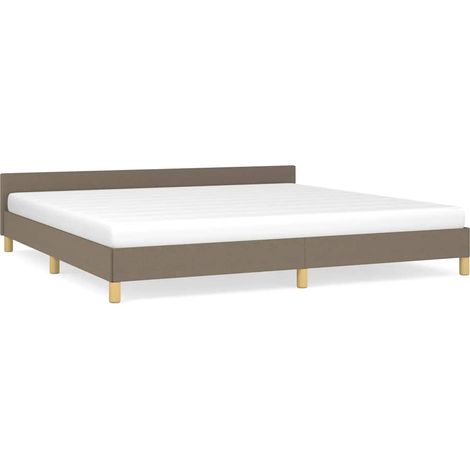 Lit adulte pour 2 personnes avec tête de lit, Structure de lit, Assemblage Facile, Taupe 200x200 cm Tissu OIB2310E (1/2)