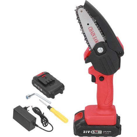 Tronçonneuse Électrique Sans Fil Mini, Scie à Chaîne Jardin Acier Carbone avec Poignée Antidérapante, Prise UE 100‑240V (1/5)