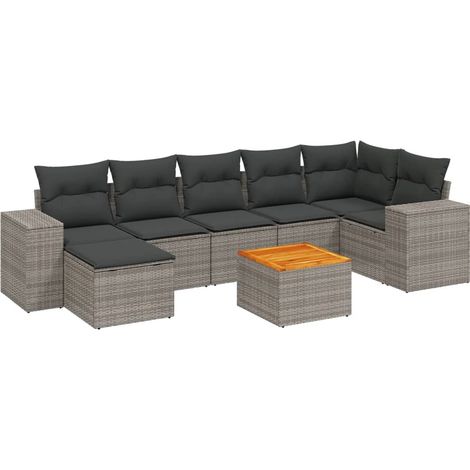 Maison Exclusive - 8-tlg. Garten-Sofagarnitur mit Kissen Grau Pol