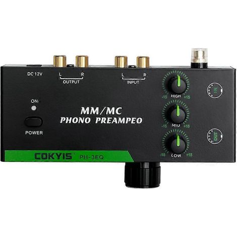 COKYIS Plattenspielerverstärker, kompatibel mit MM/MC-Tonabnehmern, drei Frequenzeinstellungen, 5-poliger XLR-Ein- und Ausgang, europäischer Stecker. (1/5)