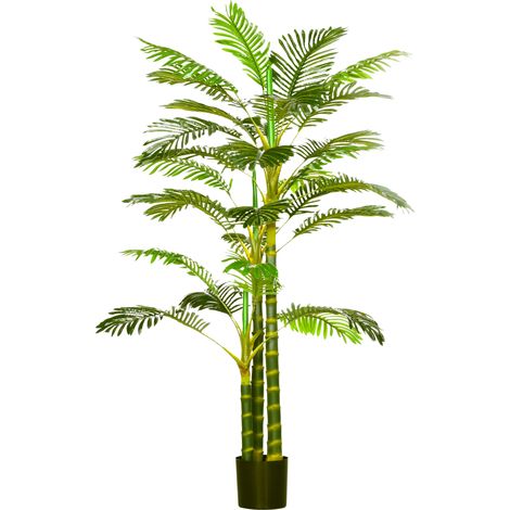 Künstliche Areca-Palme, 190 cm, 30 große Kunststoffblätter mit Topf