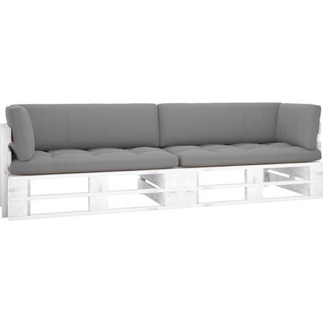 2-Sitzer-Palettensofa Weiß Imprägniertes Kiefernholz