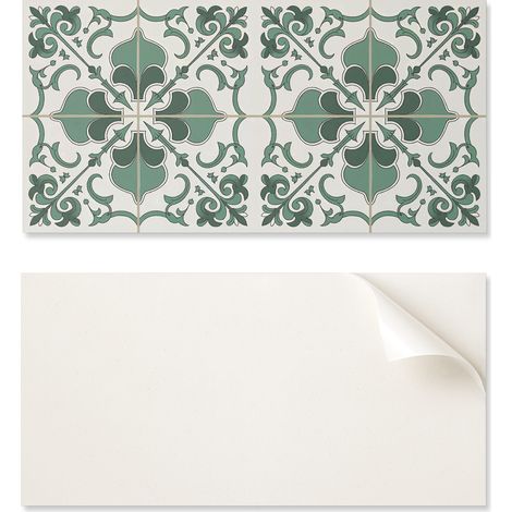 Azulejos de vinilo para pared con gr谩ficos para el pasillo, elegante dise帽o de plantas, 10x40x20 cm