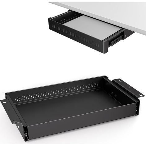 Tiroir de Rangement sous Bureau 400mm de large,Charge Max 8 kg, Organisateur Coulissant Fluide pour Bureau Assis-Debout et Bureau à (1/5)