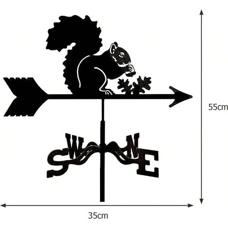 Wetterfahne in Form eines Eichhörnchens aus Metall, Gartenfigur, Wetterfahnenclip für den Garten, handgefertigte Dekoration, Bauernhof, Garten, Pavillon (1/5)