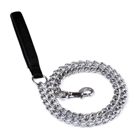 Pair Chaîne de laisse en métal pour chien, 180 cm, noire, anti-morsure.