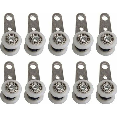 Lot De 10 Roulettes Pour Baies Vitrées Ou Portes Coulissantes - En Métal Et En Plastique - 4,5 X 1,9 Cm