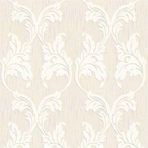 Fabric look wallpaper wall Profhome 956287 textile wallpaper textured with a fabric look matt beige cream gold 5.33 m2 (57 ft2) (1/5)