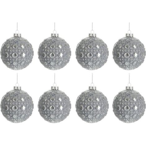 Lot de 8 Boules de Noël "Antique Ronde" 8cm Gris
