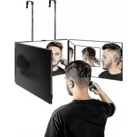 Miroir de coiffure à 360 degrés, miroir de coiffure à 3 faces, miroir suspendu portable, hauteur réglable, miroir de maquillage pliable pour la coiffure (1/5)