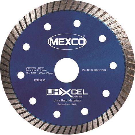 MEXCO UHXCEL12522 UHXCEL Ultra Hard Materials Diamond Blade 125x 22mm MEXUHXL125 (1/2)