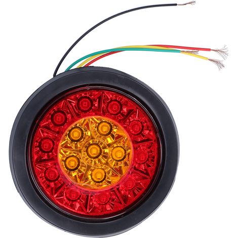 Feu arrière rond 12-24V 16LED rouge/jaune clignotant pour remorque camion caravane camping-car (1/5)