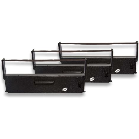 vhbw 3x Ribbon Cartridge Replacement for Epson S015369 for Dot Matrix, Receipt Printer - Black Ink Ribbon