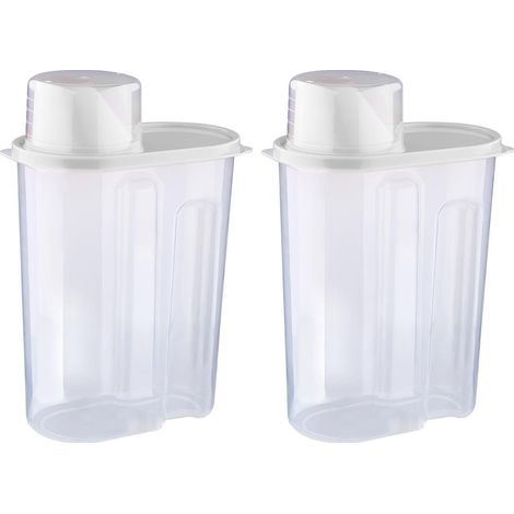 Boîte de conservation hermétique pour aliments secs, distributeur en plastique sans BPA avec bec verseur, verre doseur pour céréales, farine et ingrédients de pâtisserie, fouet en acier inoxydable inc (1/5)