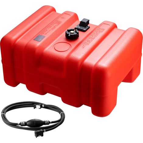 Tragbarer 55-Liter-Kraftstofftank aus Kunststoff für Außenbordmotoren, Boote, Yachten und Angelboote, mit Schlauch, leicht zu transportieren, rot (1/5)