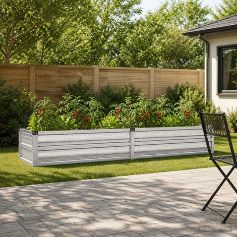 vidaXL Cama de Jardín Elevada Plateado 160 x 40 x 24 cm galvanizado (1/5)